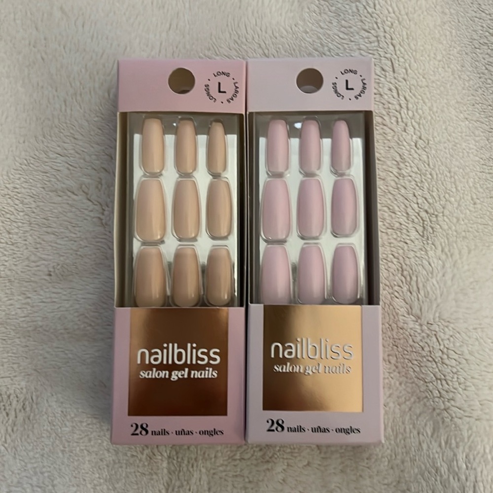 BNIB Nailbliss press on nails 2 sets Long nude and pink